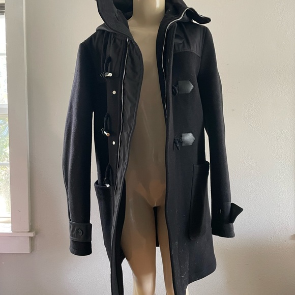 Givenchy Paris Wool Hooded Black Parka Coat